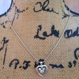 Disney silver Mickey Mouse Heart corded chain Necklace with Cry…
